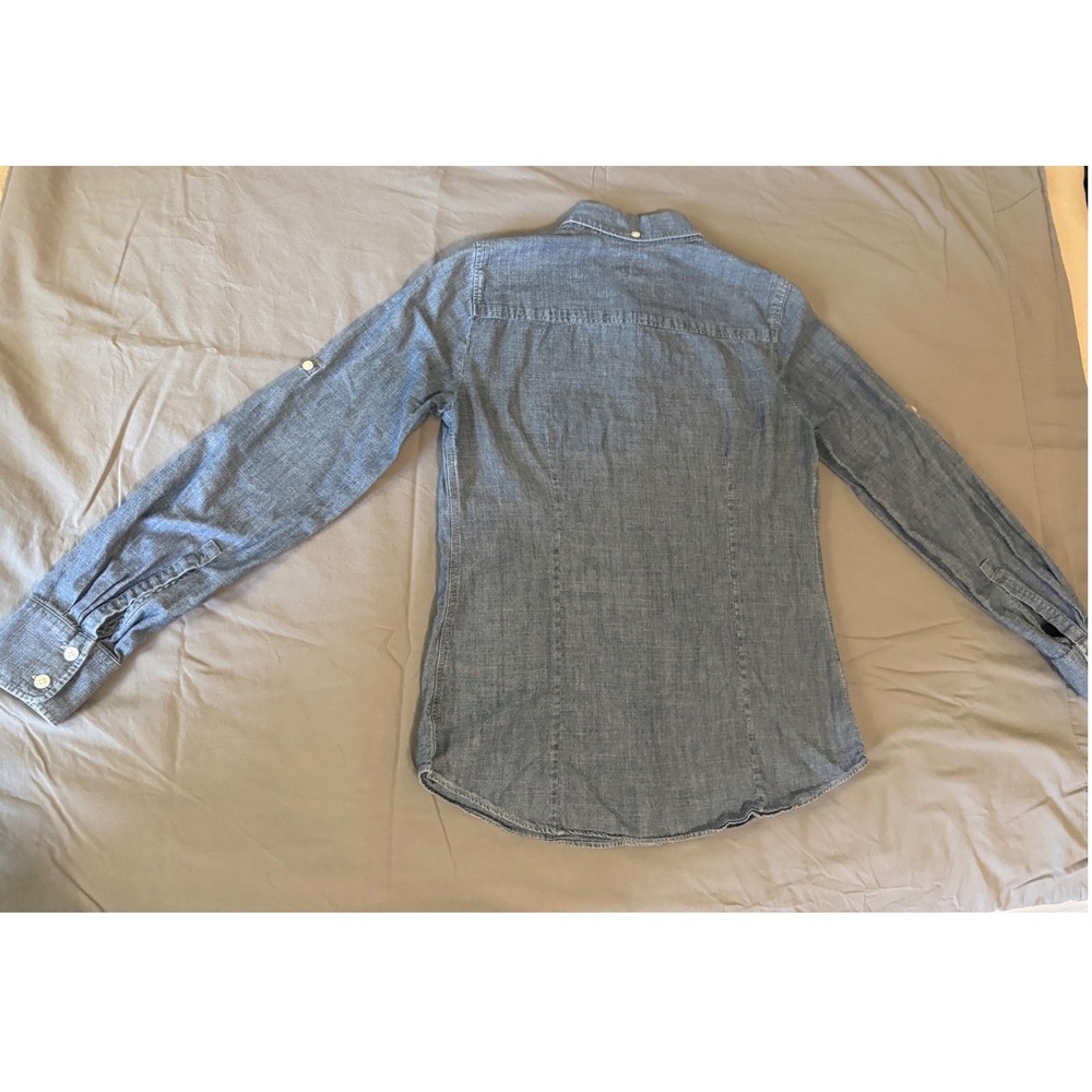 J. Crew Womens Chambray Cotton Button Down Shirt Blue Long Sleeve Size S RN77388 - Picture 3 of 7